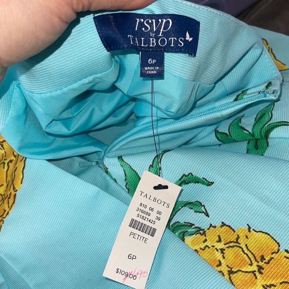 Talbots Skirt Turquoise blue Pineapple Skirt - Picture 7 of 8